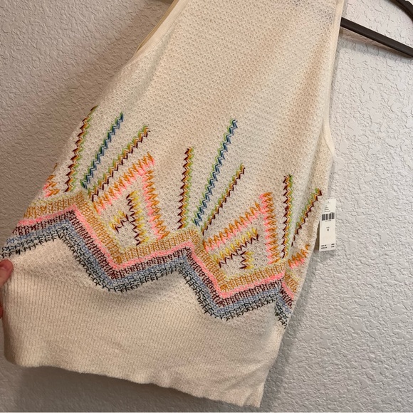 Anthropologie Anthro Embroidered Sleeveless Tie Back Tank Top Boho Blouse Size M - Picture 7 of 12